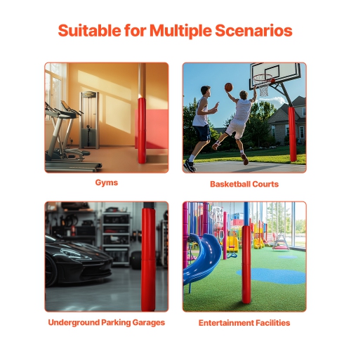 VEVOR 71 inch Tall and 1.2 inch Basketball Pole Pad, Thick Heavy Duty Wrap Around Pole Padding, Fits 2-6.3 Round & 4.5x4.5 inch Square Pole,