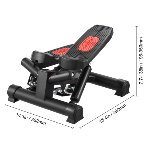 VEVOR 330LBS Stair Stepper, Mini Stepper for Exercise at Home, Hydraulic Fitness Twist Stepper with Resistance Bands, Full Body Workout Cardio