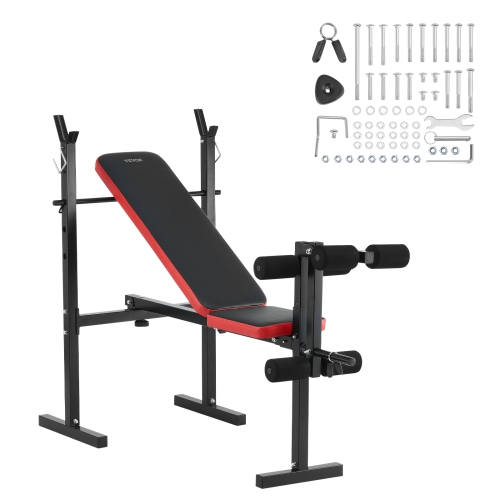 VEVOR 380lbs Weight Bench, Multi-Functional Adjustable Weight Bench Press for Full Body Workout, Exercise Sit up Bench for Home Gym Strength