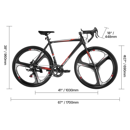 VEVOR 700C Road Bike, Wheels Racing Bike, SHIMANO 14 Speeds Drivetrain City Commuter Road Bicycle, Urban Adult Sport Bike with Lightweight Aluminum