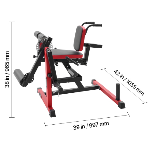 VEVOR 550 LBS Capacity Leg Extension and Curl Machine, Seated Leg Rotary Extension for Thigh, Adjustable Lower Body Specialty Exercises Equipment,