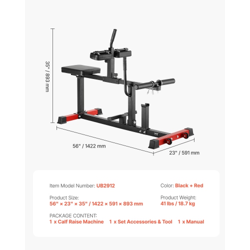 VEVOR 440 LBS Seated Calf Machine, Calf Raise Machine, Seated Calf Raise Leg Exercise Home Gym, Calf Workout Training Equipment, Lower Body Specialty