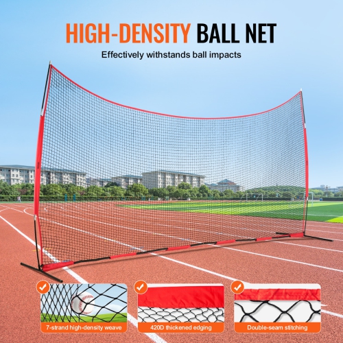 VEVOR 20x10 ft Barricade Backstop Net, Ball Sports Barrier Netting, with Carry Bag, Protection Screen for Baseball Softball Lacrosse Soccer Hockey