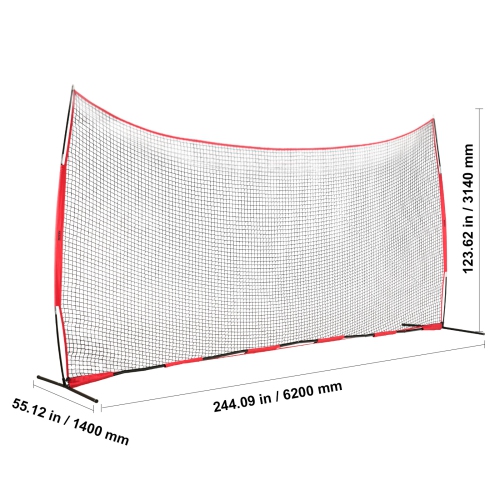 VEVOR 20x10 ft Barricade Backstop Net, Ball Sports Barrier Netting, with Carry Bag, Protection Screen for Baseball Softball Lacrosse Soccer Hockey
