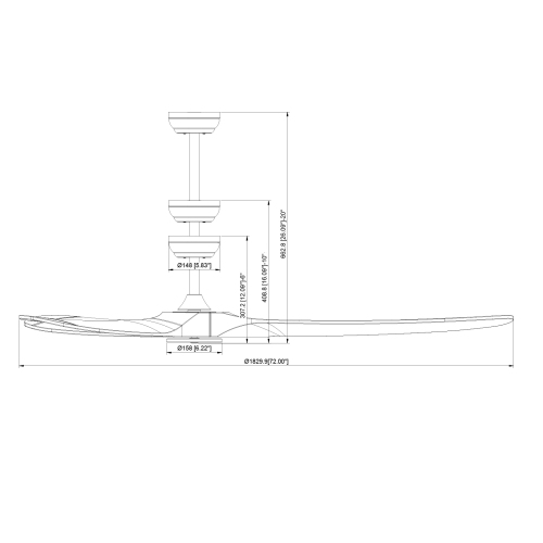 VEVOR 72 Inch Ceiling Fan without Light, 6-Speed Remote Control, 3-Wood-Blade, Reversible DC Motor, Modern Low Profile Flush Mount Exterior Fan for