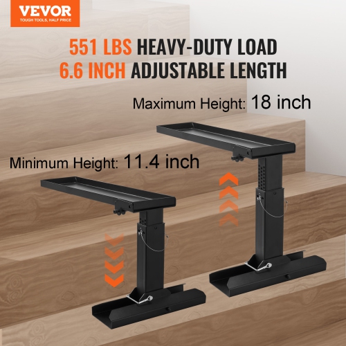 VEVOR 23.4 L x 11.4-18 in H Ladder Levler, Support Surface, Steel Ladder Leveling Tool, Folding Pitch Hopper, Stair Ladder Stabilizer Easy to