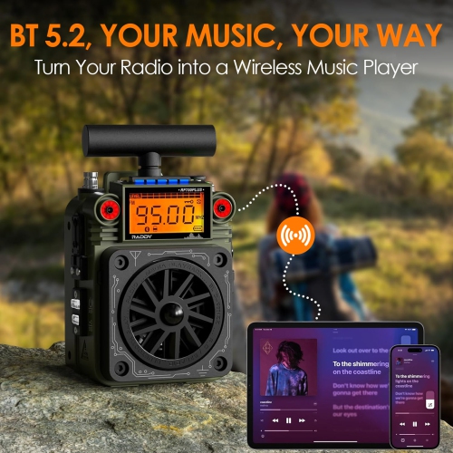 Multifunctional Multi-Band Radio, Portable Bluetooth Music Player with TF Card Support, Ideal for Travel and Home Use