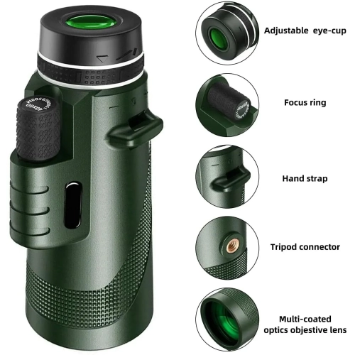 80x100 Monocular Telescope for Adults, High Magnification with Tripod for Hunting, Bird Watching, Travel, Camping