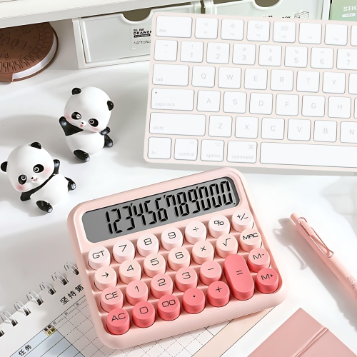 Portable Pink Calculator, 12-Digit Large LCD Display with Big Buttons, Ideal for School and Home Use