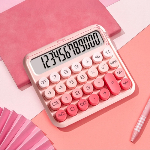 Portable Pink Calculator, 12-Digit Large LCD Display with Big Buttons, Ideal for School and Home Use