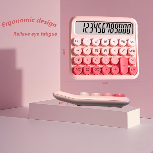 Portable Pink Calculator, 12-Digit Large LCD Display with Big Buttons, Ideal for School and Home Use