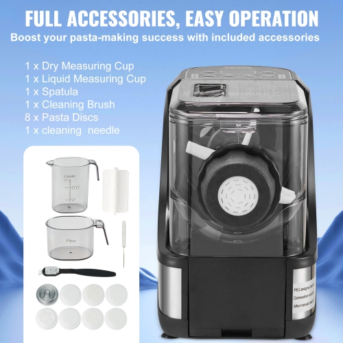 VEVOR 150W Electric Pasta Maker, Automatic Noodle Maker Machine with 8 Pasta Shapes, 4 Intelligent Modes, 500g Flour Capacity Pasta Maker Machine