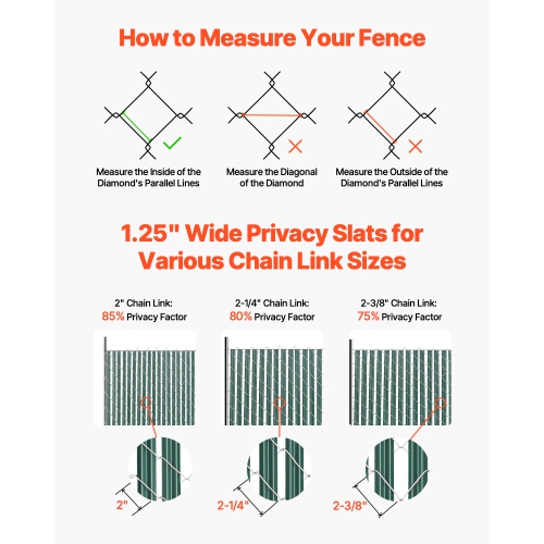 VEVOR Bottom Locking Privacy Slats, Single-Wall Vertical Bottom-Locking Slats for Chain-Link Fence, High-Density HDPE Chain Link Slats Ideally Fit 5'