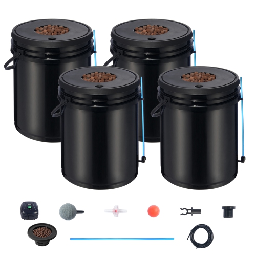 VEVOR 4 Buckets DWC Hydroponic System, 5 Gallon, Deep Water Culture Growing Bucket, Hydroponics Grow Kit with Pump, Air Stone and Water Level Device,