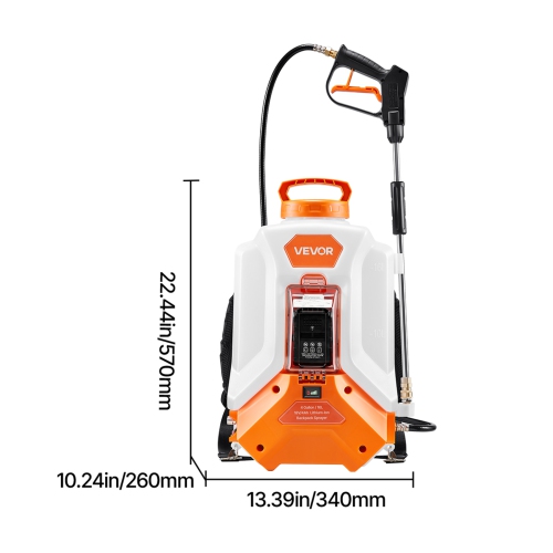 VEVOR 4 Gallons Battery Powered Backpack Sprayer, Electric Backpack Sprayer, 2 Wands & 8 Nozzles, Adjustable 0-90 PSI, 4H Runtime, Portable Yard
