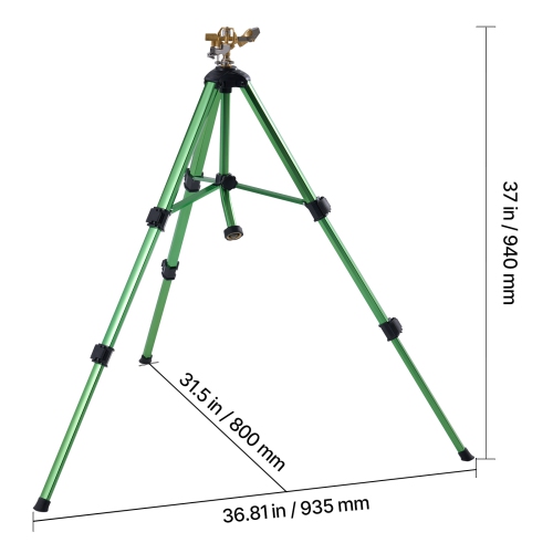 VEVOR Impact Sprinkler on Tripod Base, Heavy Duty Tripod Sprinklers with Brass Head & 3/4" Connector, 360° Large Area Coverage Irrigation Sprinkler,