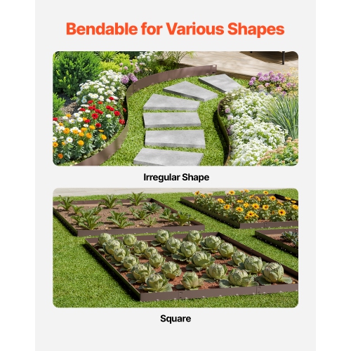 VEVOR 39 x 4 in Steel Landscape Edging, 5 Packs Rust-Resistant Metal Landscape Edging, Bendable Garden Edging Border, Heavy Duty Lawn Edging,