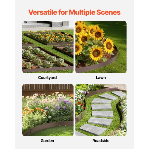 VEVOR 39 x 4 in Steel Landscape Edging, 5 Packs Rust-Resistant Metal Landscape Edging, Bendable Garden Edging Border, Heavy Duty Lawn Edging,