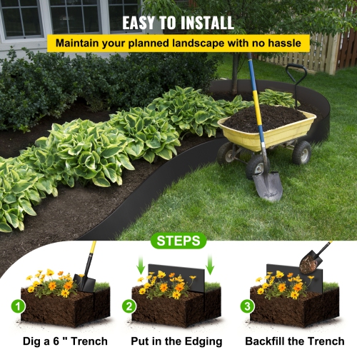 VEVOR Landscape Edging, 10 inch Depth 80 ft Total Length, Recycled HDPE Coiled Terrace Board, Flexible Bender Border for Landscaping, Lawn, Garden,