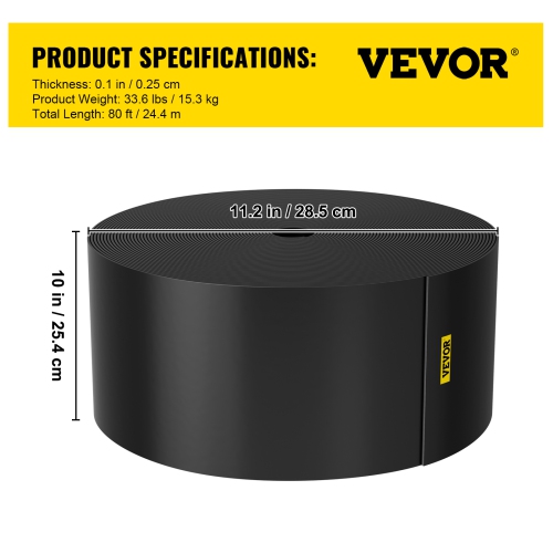 VEVOR Landscape Edging, 10 inch Depth 80 ft Total Length, Recycled HDPE Coiled Terrace Board, Flexible Bender Border for Landscaping, Lawn, Garden,