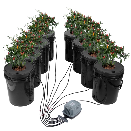 VEVOR 8 Buckets DWC Hydroponic System, 5 Gallon, Deep Water Culture Growing Bucket, Hydroponics Grow Kit with Pump, Air Stone and Water Level Device,
