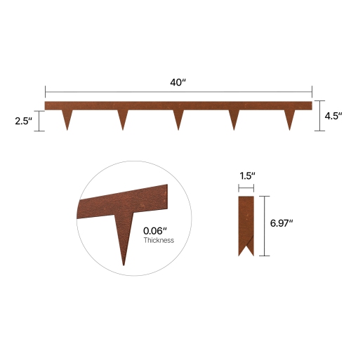 VEVOR 40 x 4.5 in Steel Landscape Edging, 10 Packs Weather-Resistant & Pre-Rust Metal Landscape Edging, Bendable Garden Edging Border, Heavy Duty