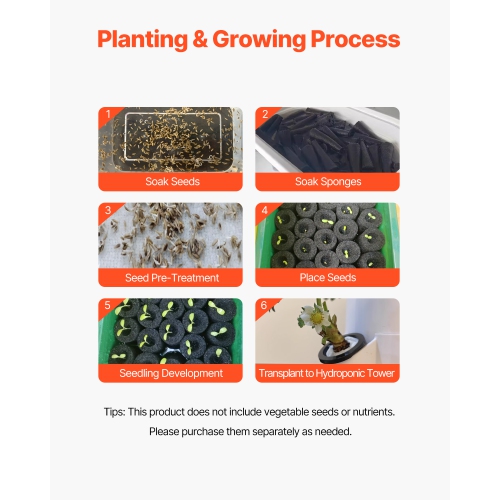 VEVOR 50 Pods Hydroponic Growing System, Vertical 10 Tiers Hydroponic Tower, Rolling Hydronic Garden with Water Pump & Wheels, Indoor Plants