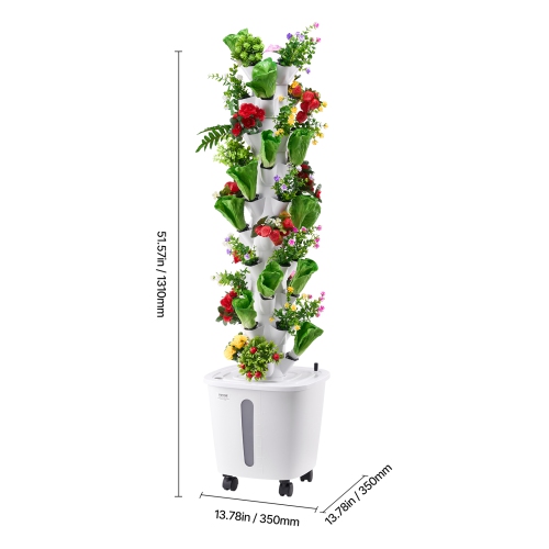 VEVOR 50 Pods Hydroponic Growing System, Vertical 10 Tiers Hydroponic Tower, Rolling Hydronic Garden with Water Pump & Wheels, Indoor Plants