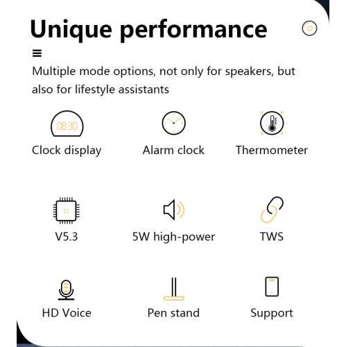 Alarm Clock Temperature Multi-function Smart Speaker, Mobile Phone Holder Portable Wireless Bluetooth Speaker, LED Display - Black