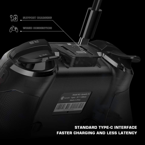 GameSir T4pro Bluetooth Wireless Game Controller for Windows 7 8 10 PC/iPhone/Android/Switch, Translucent LED Backlight - Black