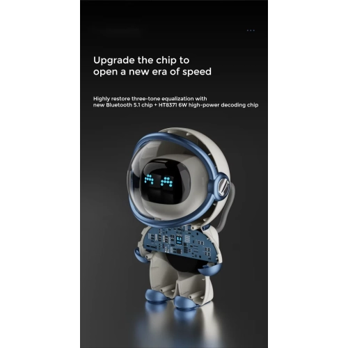 Astronaut AI Smart Voice Bluetooth Speaker, Night Light Clock Alarm Bluetooth Speaker, Portable Stereo Wireless Speaker - White