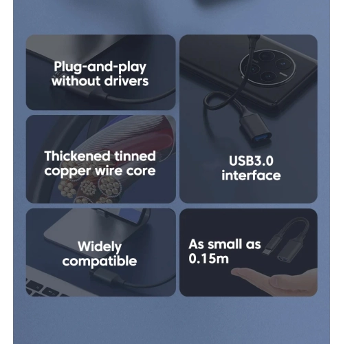 Adapté pour le téléphone mobile Huawei Samsung Adaptateur OTG Type-C à USB3.0 Câble adaptateur convertisseur d'extension d'ordinateur