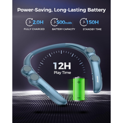 Neck-hanging Wireless Bluetooth Speaker, Portable Mini Subwoofer Smart Wearable Stereo Heavy Bass for Home, Office and Outdoors