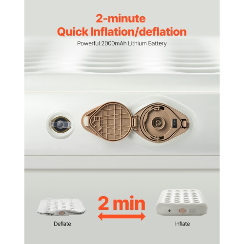 VEVOR 300lbs Air Mattress Twin with Frame, 1 Person Inflatable Mattress with Pump&Rolling Carry Case, Portable Folding Blow Up Mattress Supports,Fast