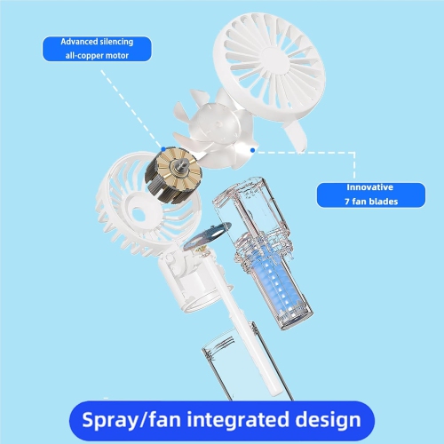 Handheld spray fan Multifunctional desktop folding small fan spray humidifier Outdoor handheld hanging neck spray fan F4 hanging neck spray fan