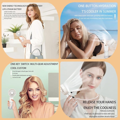 Handheld spray fan Multifunctional desktop folding small fan spray humidifier Outdoor handheld hanging neck spray fan F4 hanging neck spray fan