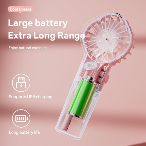 Handheld spray fan Multifunctional desktop folding small fan spray humidifier Outdoor handheld hanging neck spray fan F3 Handheld spray fan