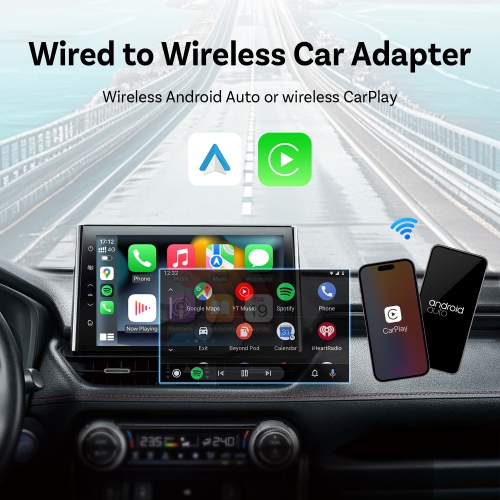 original car carplay wired to wireless Android car dual channel USB flash drive, silver original car comes with wireless carplay