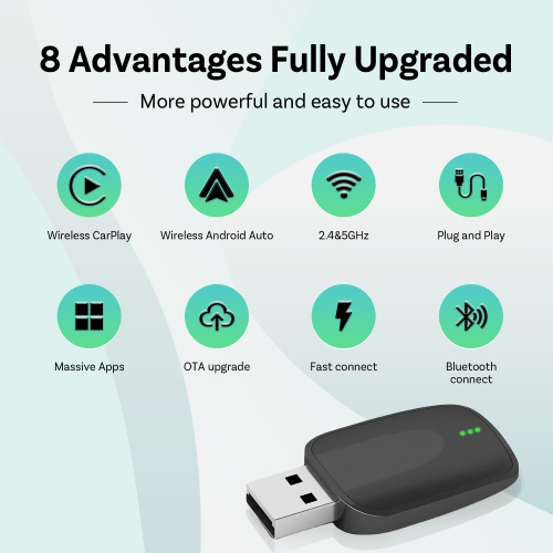 original car carplay wired to wireless Android car dual channel USB flash drive, silver original car comes with wireless carplay