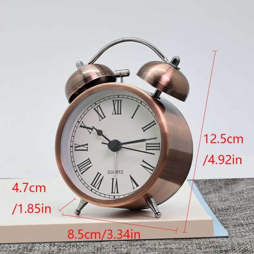 Nordic retro metal alarm clock children's silent time-telling table clock desktop bedroom luminous clock table clock luminous function - luminous