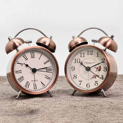 Nordic retro metal alarm clock children's silent time-telling table clock desktop bedroom luminous clock table clock luminous function - luminous