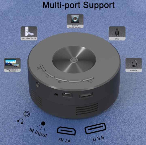 New projector home YT200 projector small mini portable new projector high code stream supports 1080P home theater media player YT200 small round