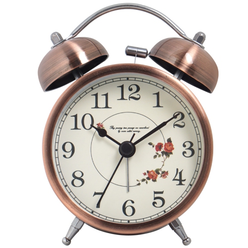 Nordic retro metal alarm clock children's silent time-telling table clock desktop bedroom clock table clock-Arabic clock face-A