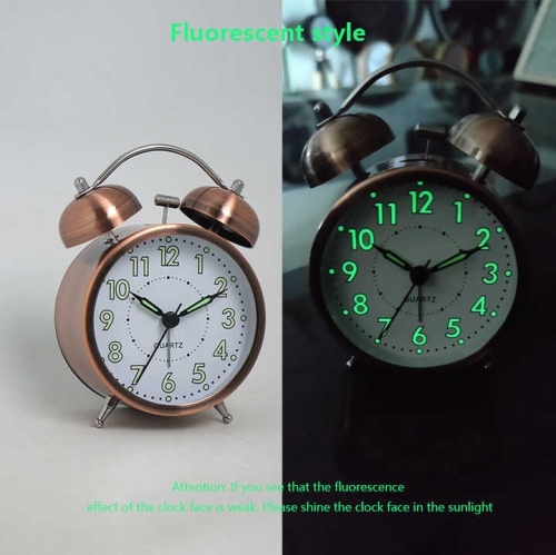 Nordic retro metal alarm clock children's silent time-telling table clock desktop bedroom clock table clock-Arabic clock face-A