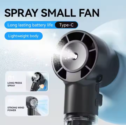 2025 New F10 Handheld Fan Humidification and Hydration Hanging Neck Spray Fan USB Multi-function Handheld High-speed Fan Hand-cranked Fan