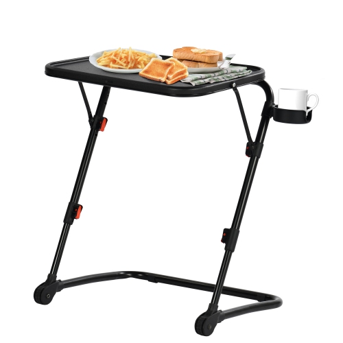 Homy Casa Foldable Laptop Table with Fixed Cup Holder and Adjustable Metal Frame