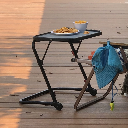 Homy Casa Foldable Laptop Table with Fixed Cup Holder and Adjustable Metal Frame