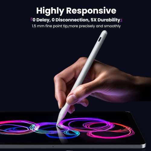 Stylus Pen for iPad 2018-2025,2X Fast Charging,Palm Rejection,Tilt Sensitivity,Pencil for Apple iPad Compatible with iPad 6/7/8/9/10/11,iPad Air