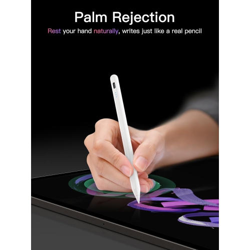 Stylus Pen for iPad 2018-2025, USB-C Fast Charging Pencil, Pixel-Perfect Tilt Sensitivity for iPad 11/10/9/8/7/6/A16, iPad Mini 7/6/5, iPad Air M3/M2