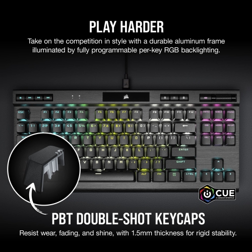 CORSAIR K70 RGB TKL Wired Optical-Mechanical OPX Linear Keyswitches Gaming Keyboard with 8000Hz Polling Rate - Black by CORSAIR - Refurbished condition - Image 2